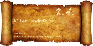 Klier András névjegykártya